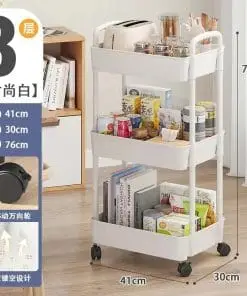 Multifunction Storage Trolley Rack – 3-Tier Rolling Kitchen Cart with Wheels