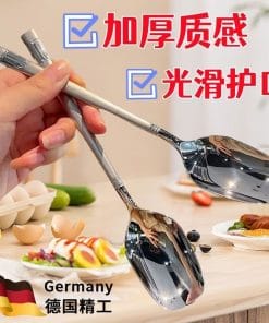 Sudu🥄 Long Handle Spoon - Premium Stainless Steel Korean Soup Spoon (20cm, Silver)