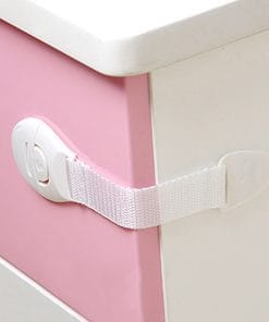 Infant Drawer Safety Lock – Baby Cabinet Lock, Fridge Strap, Childproof Adhesive (Blue/Pink)